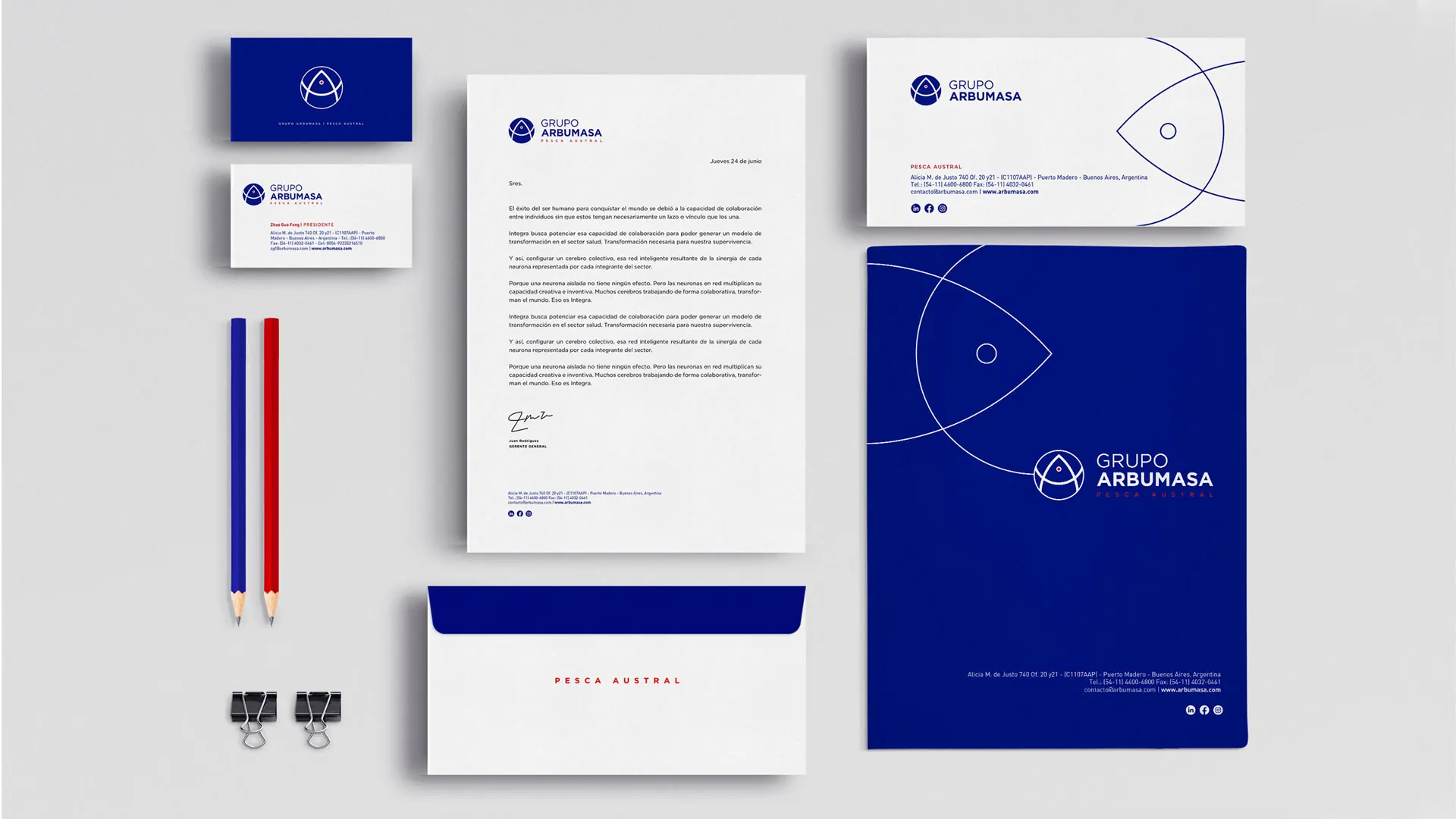 Papelería corporativa de Grupo Arbumasa
