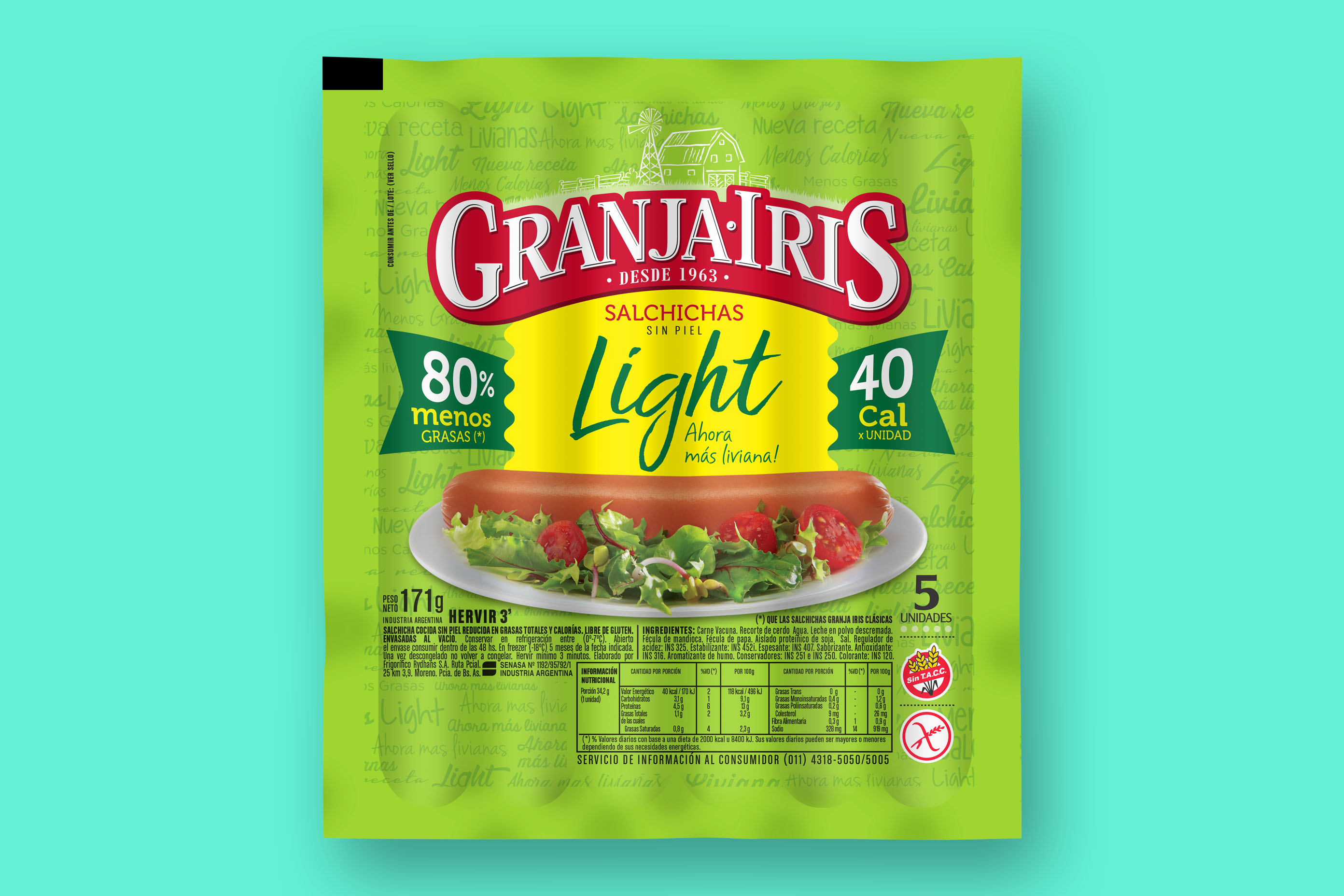 Packaging Granja Iris salchichas reducidas en sodio