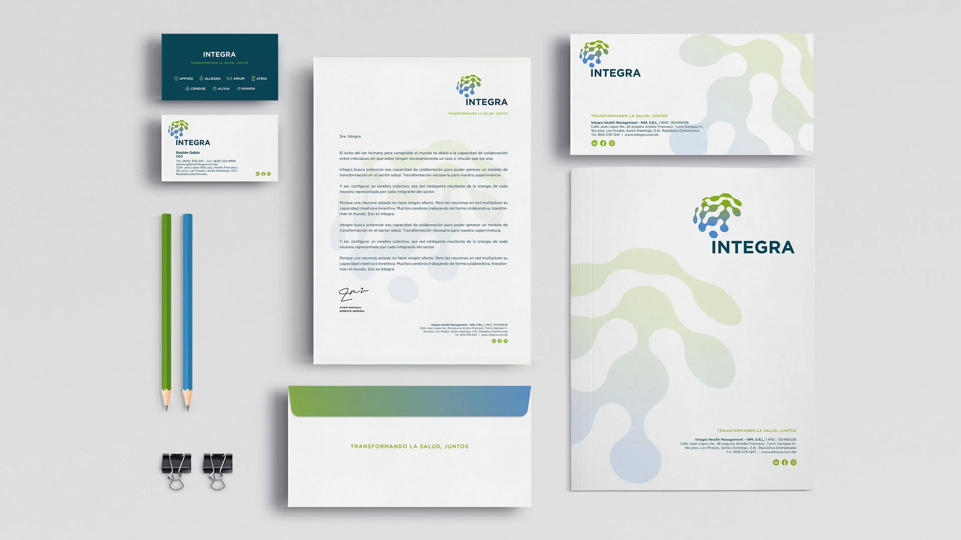 Papelería corporativa de Integra